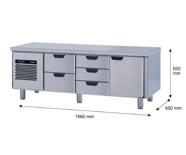 Porkka - Grillkylbänk GNL - Kylaggregat, 3 Moduler - Mått: 1660 x 650 x 650 mm - 3