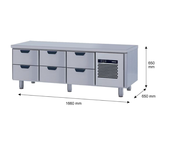 Porkka - Grillkylbänk GNL - Kylaggregat, 3 Moduler - Mått: 1660 x 650 x 650 mm - 64