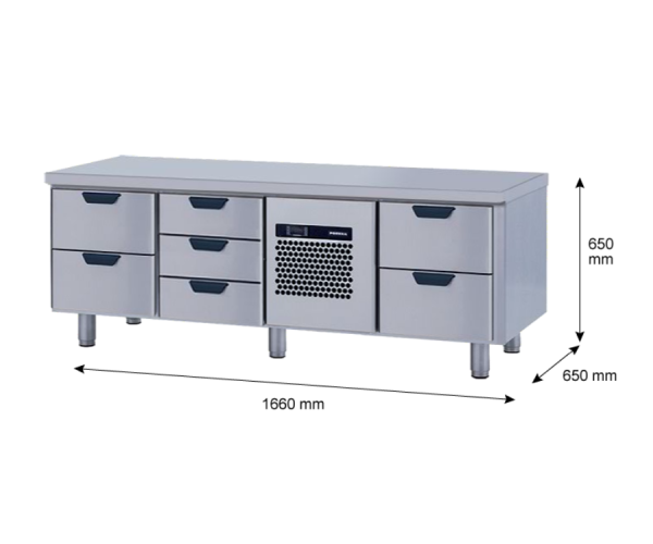 Porkka - Grillkylbänk GNL - Kylaggregat, 3 Moduler - Mått: 1660 x 650 x 650 mm - 29