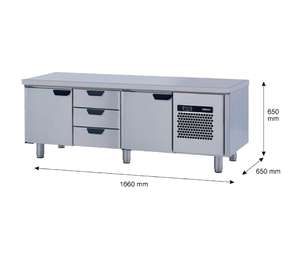 Porkka - Grillkylbänk GNL - Kylaggregat, 3 Moduler - Mått: 1660 x 650 x 650 mm - 57