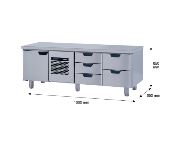 Porkka - Grillkylbänk GNL - Kylaggregat, 3 Moduler - Mått: 1660 x 650 x 650 mm - 43