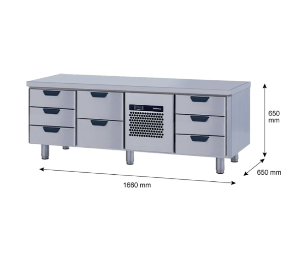 Porkka - Grillkylbänk GNL - Kylaggregat, 3 Moduler - Mått: 1660 x 650 x 650 mm - 53