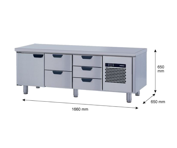 Porkka - Grillkylbänk GNL - Kylaggregat, 3 Moduler - Mått: 1660 x 650 x 650 mm - 79