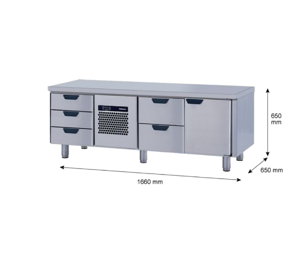 Porkka - Grillkylbänk GNL - Kylaggregat, 3 Moduler - Mått: 1660 x 650 x 650 mm - 12