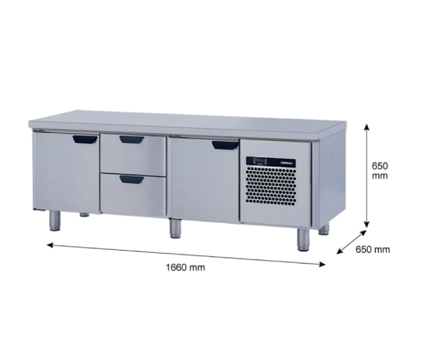 Porkka - Grillkylbänk GNL - Kylaggregat, 3 Moduler - Mått: 1660 x 650 x 650 mm - 107