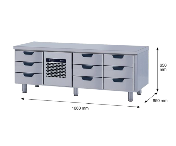 Porkka - Grillkylbänk GNL - Kylaggregat, 3 Moduler - Mått: 1660 x 650 x 650 mm - 35