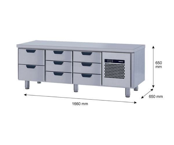 Porkka - Grillkylbänk GNL - Kylaggregat, 3 Moduler - Mått: 1660 x 650 x 650 mm - 68