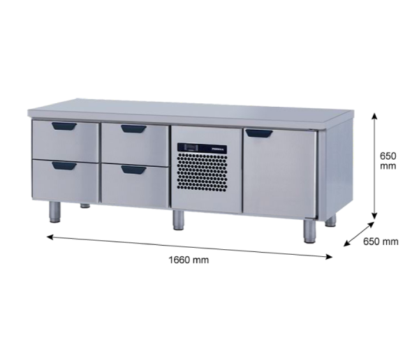 Porkka - Grillkylbänk GNL - Kylaggregat, 3 Moduler - Mått: 1660 x 650 x 650 mm - 25