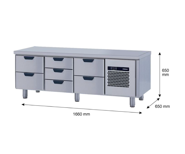 Porkka - Grillkylbänk GNL - Kylaggregat, 3 Moduler - Mått: 1660 x 650 x 650 mm - 67