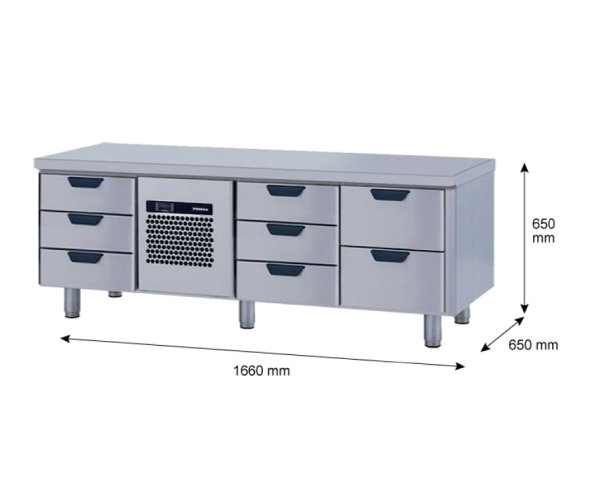 Porkka - Grillkylbänk GNL - Kylaggregat, 3 Moduler - Mått: 1660 x 650 x 650 mm - 34