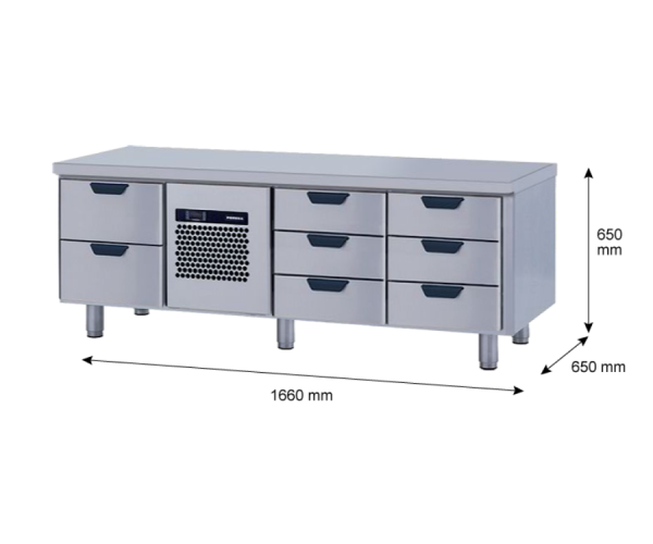 Porkka - Grillkylbänk GNL - Kylaggregat, 3 Moduler - Mått: 1660 x 650 x 650 mm - 8