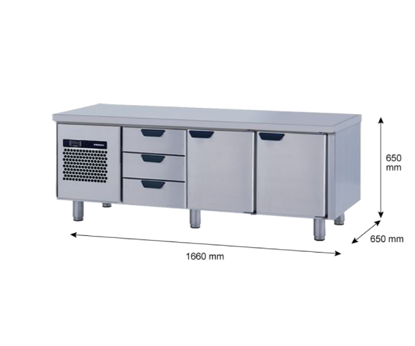 Porkka - Grillkylbänk GNL - Kylaggregat, 3 Moduler - Mått: 1660 x 650 x 650 mm - 87