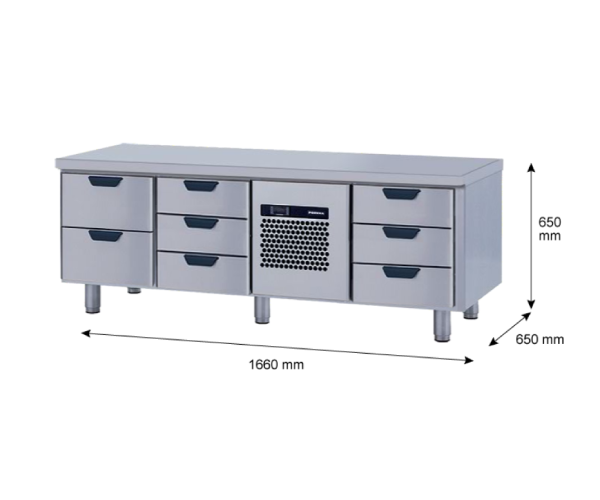 Porkka - Grillkylbänk GNL - Kylaggregat, 3 Moduler - Mått: 1660 x 650 x 650 mm - 30