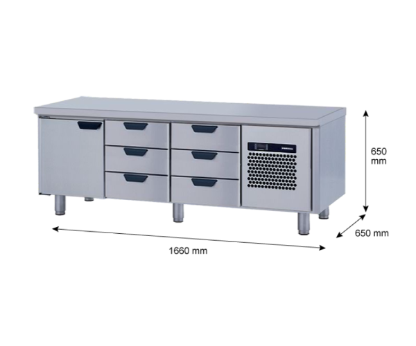 Porkka - Grillkylbänk GNL - Kylaggregat, 3 Moduler - Mått: 1660 x 650 x 650 mm - 59