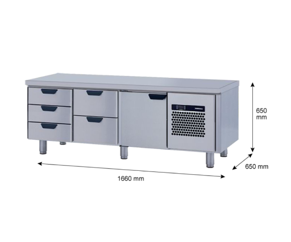 Porkka - Grillkylbänk GNL - Kylaggregat, 3 Moduler - Mått: 1660 x 650 x 650 mm - 72
