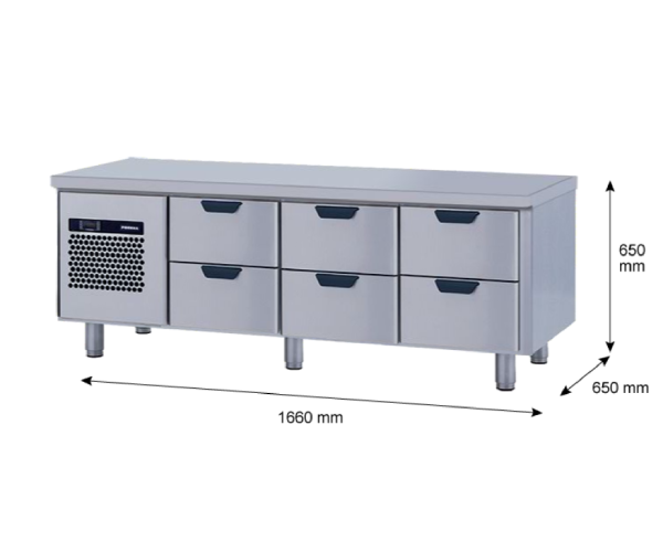 Porkka - Grillkylbänk GNL - Kylaggregat, 3 Moduler - Mått: 1660 x 650 x 650 mm - 85