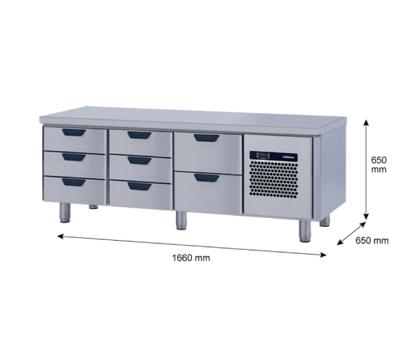 Porkka - Grillkylbänk GNL - Kylaggregat, 3 Moduler - Mått: 1660 x 650 x 650 mm - 76
