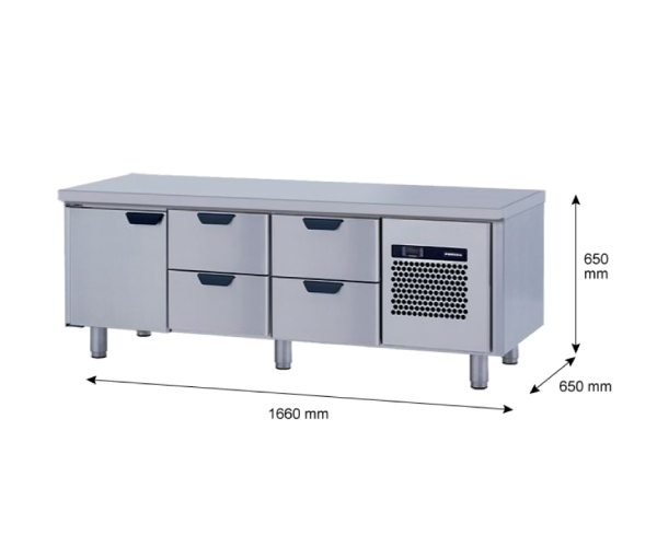 Porkka - Grillkylbänk GNL - Kylaggregat, 3 Moduler - Mått: 1660 x 650 x 650 mm - 108