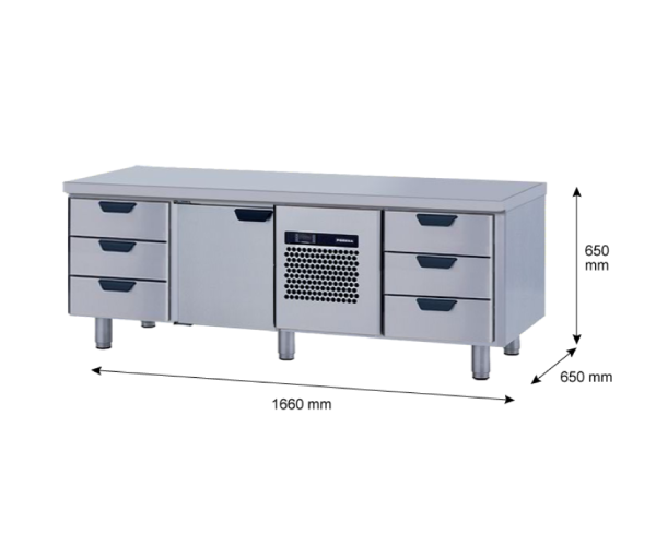 Porkka - Grillkylbänk GNL - Kylaggregat, 3 Moduler - Mått: 1660 x 650 x 650 mm - 50