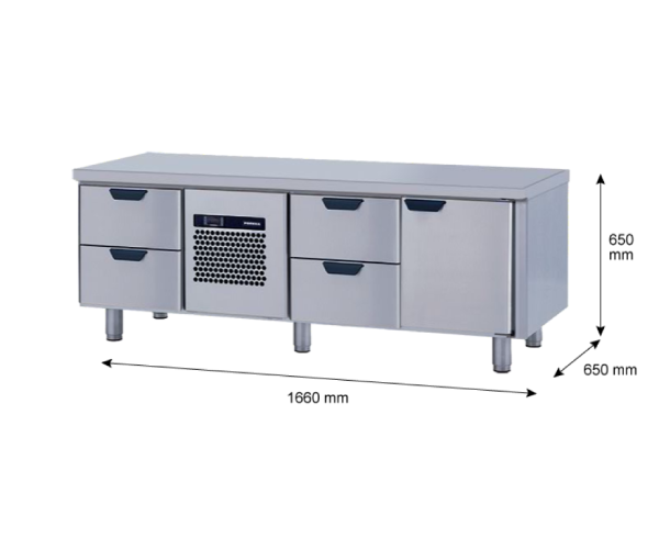 Porkka - Grillkylbänk GNL - Kylaggregat, 3 Moduler - Mått: 1660 x 650 x 650 mm - 48