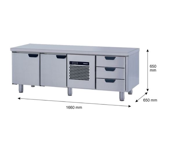 Porkka - Grillkylbänk GNL - Kylaggregat, 3 Moduler - Mått: 1660 x 650 x 650 mm - 15