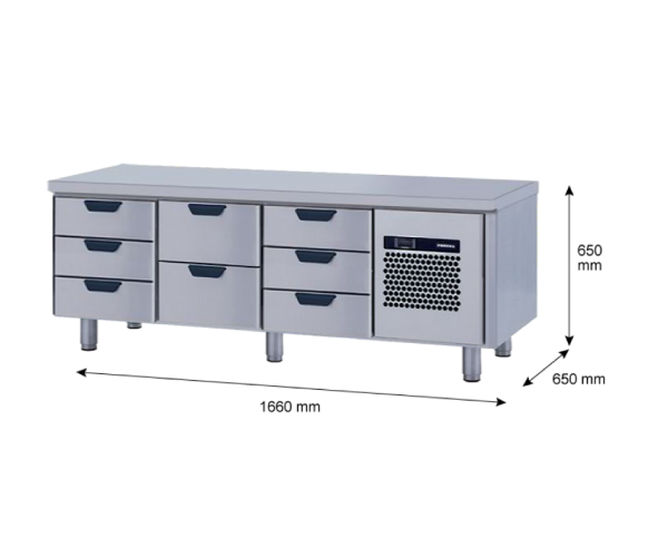 Porkka - Grillkylbänk GNL - Kylaggregat, 3 Moduler - Mått: 1660 x 650 x 650 mm - 74