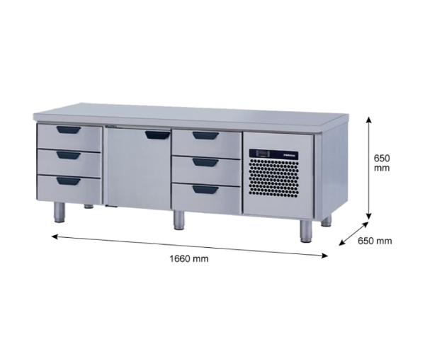 Porkka - Grillkylbänk GNL - Kylaggregat, 3 Moduler - Mått: 1660 x 650 x 650 mm - 71