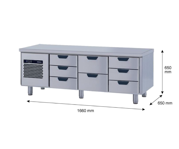 Porkka - Grillkylbänk GNL - Kylaggregat, 3 Moduler - Mått: 1660 x 650 x 650 mm - 92