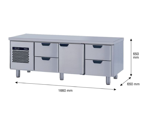 Porkka - Grillkylbänk GNL - Kylaggregat, 3 Moduler - Mått: 1660 x 650 x 650 mm - 82