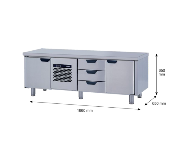 Porkka - Grillkylbänk GNL - Kylaggregat, 3 Moduler - Mått: 1660 x 650 x 650 mm - 42