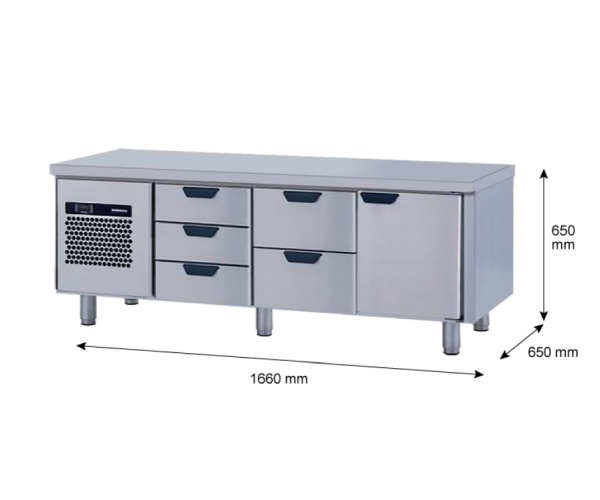 Porkka - Grillkylbänk GNL - Kylaggregat, 3 Moduler - Mått: 1660 x 650 x 650 mm - 90