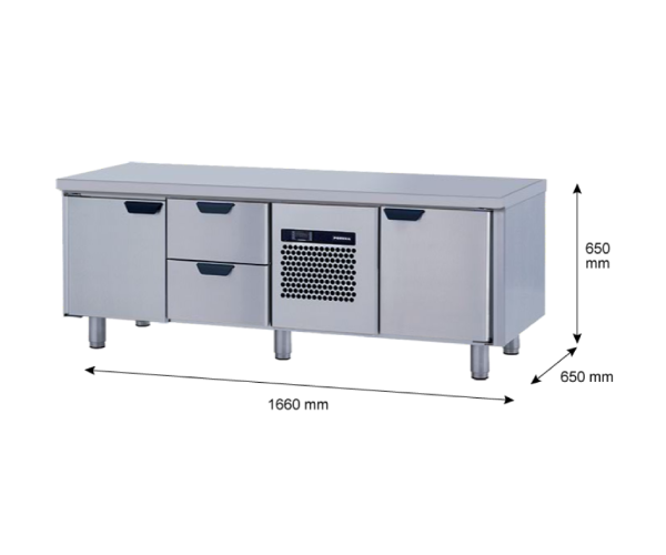 Porkka - Grillkylbänk GNL - Kylaggregat, 3 Moduler - Mått: 1660 x 650 x 650 mm - 16