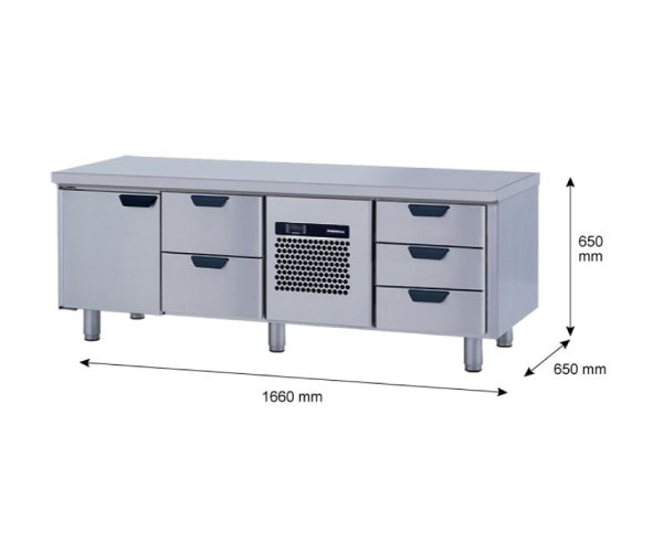 Porkka - Grillkylbänk GNL - Kylaggregat, 3 Moduler - Mått: 1660 x 650 x 650 mm - 18
