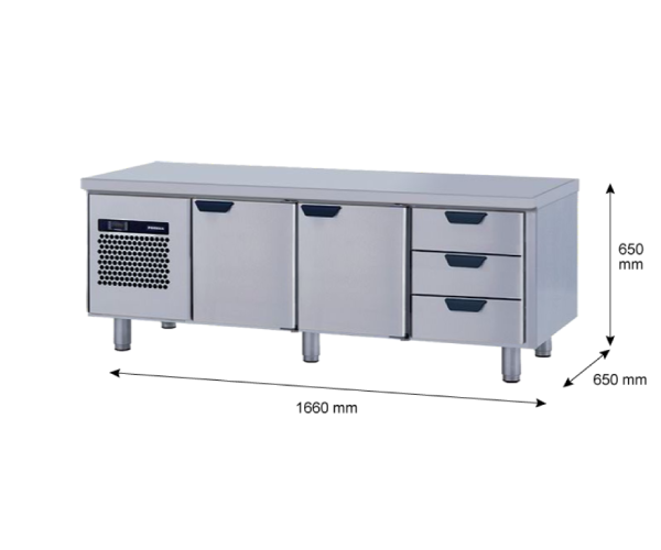 Porkka - Grillkylbänk GNL - Kylaggregat, 3 Moduler - Mått: 1660 x 650 x 650 mm - 98