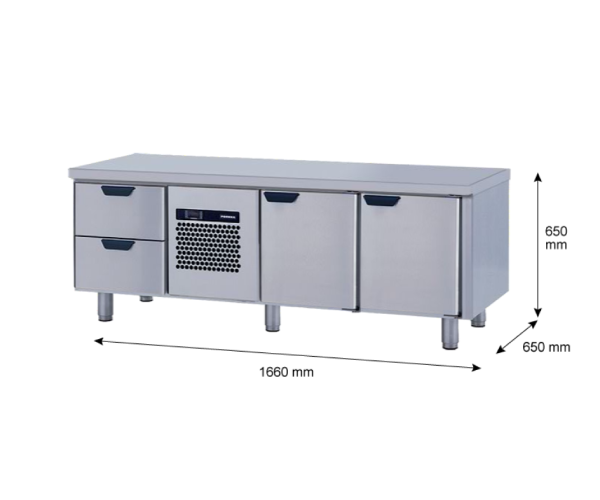 Porkka - Grillkylbänk GNL - Kylaggregat, 3 Moduler - Mått: 1660 x 650 x 650 mm - 45