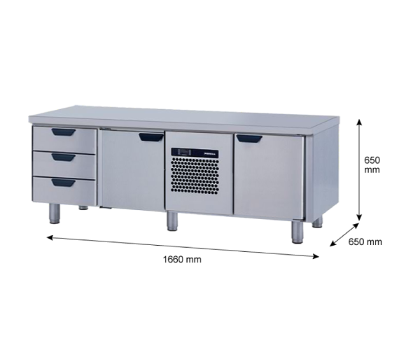 Porkka - Grillkylbänk GNL - Kylaggregat, 3 Moduler - Mått: 1660 x 650 x 650 mm - 78
