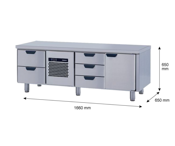 Porkka - Grillkylbänk GNL - Kylaggregat, 3 Moduler - Mått: 1660 x 650 x 650 mm - 6