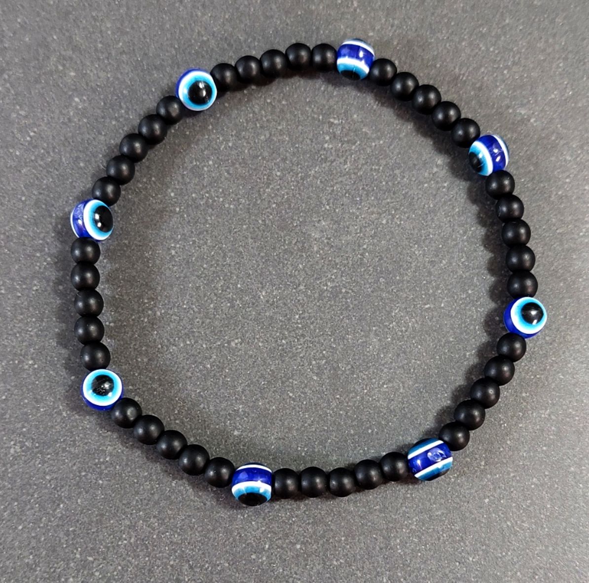  Nazar - Skyddande Ögat Armband med Matt Onyx