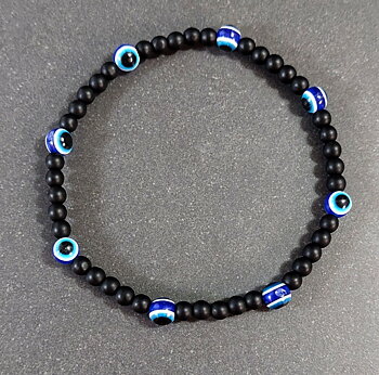  Nazar - Skyddande Ögat Armband med Matt Onyx