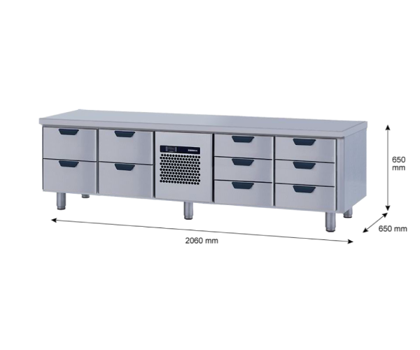 Porkka - Grillkylbänk GNL -  Kylaggregat, 4 Moduler - Mått: 2060 x 650 x 650mm - 46