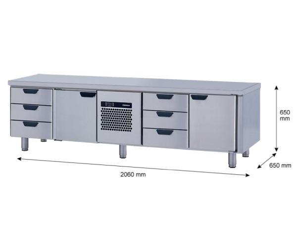 Porkka - Grillkylbänk GNL -  Kylaggregat, 4 Moduler - Mått: 2060 x 650 x 650mm - 62