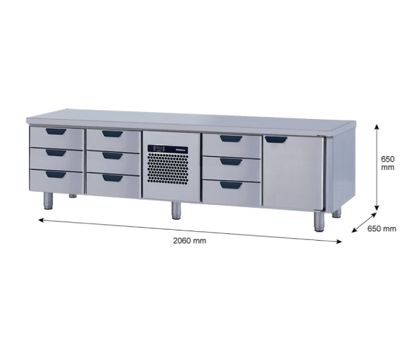 Porkka - Grillkylbänk GNL -  Kylaggregat, 4 Moduler - Mått: 2060 x 650 x 650mm - 81