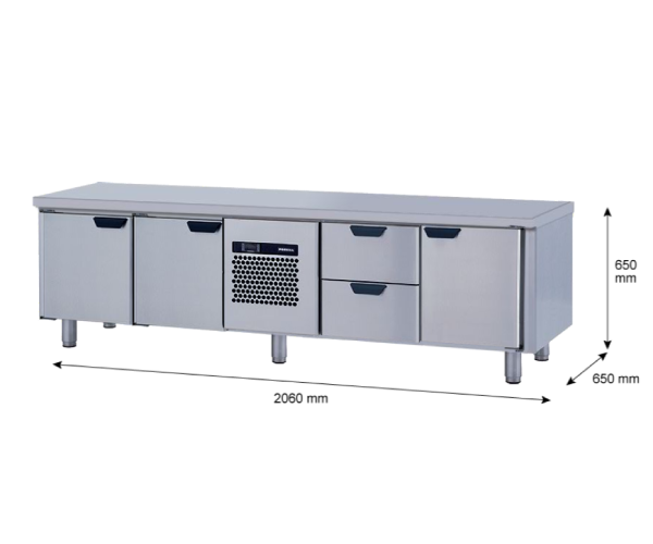 Porkka - Grillkylbänk GNL -  Kylaggregat, 4 Moduler - Mått: 2060 x 650 x 650mm - 4