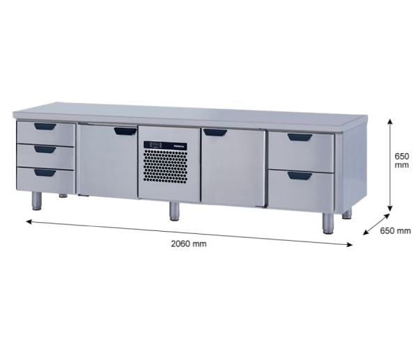 Porkka - Grillkylbänk GNL -  Kylaggregat, 4 Moduler - Mått: 2060 x 650 x 650mm - 57