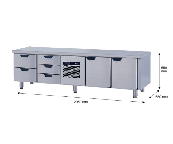 Porkka - Grillkylbänk GNL -  Kylaggregat, 4 Moduler - Mått: 2060 x 650 x 650mm - 47