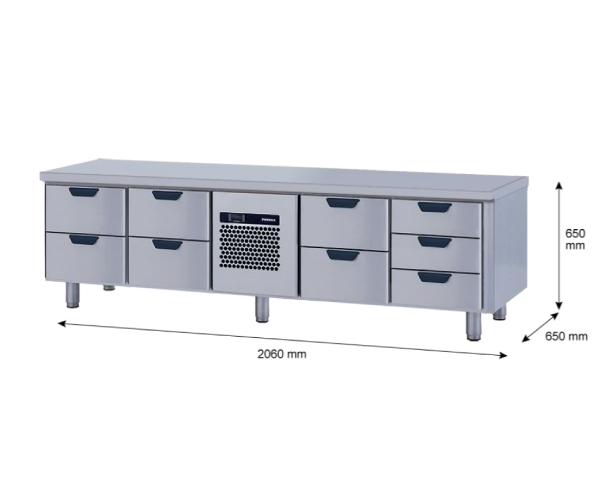 Porkka - Grillkylbänk GNL -  Kylaggregat, 4 Moduler - Mått: 2060 x 650 x 650mm - 43