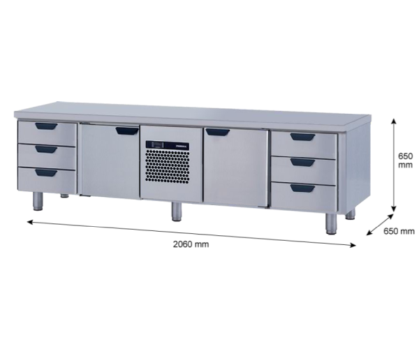 Porkka - Grillkylbänk GNL -  Kylaggregat, 4 Moduler - Mått: 2060 x 650 x 650mm - 58