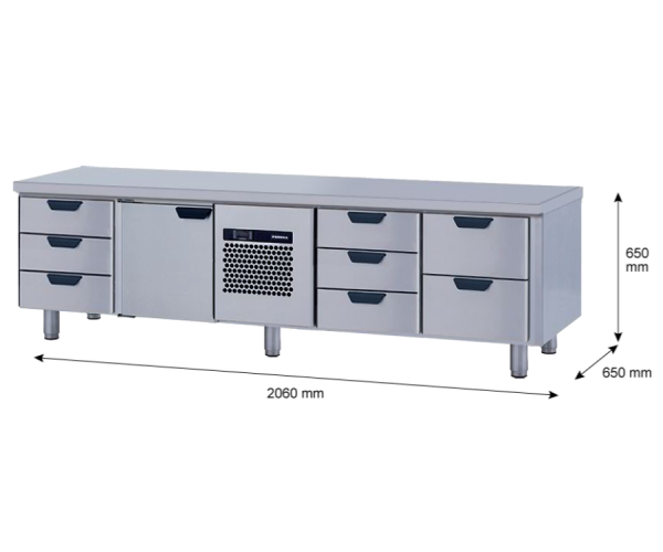 Porkka - Grillkylbänk GNL -  Kylaggregat, 4 Moduler - Mått: 2060 x 650 x 650mm - 63
