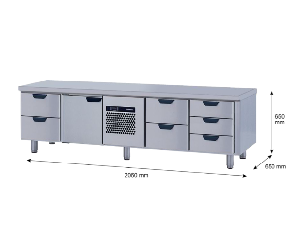 Porkka - Grillkylbänk GNL -  Kylaggregat, 4 Moduler - Mått: 2060 x 650 x 650mm - 34