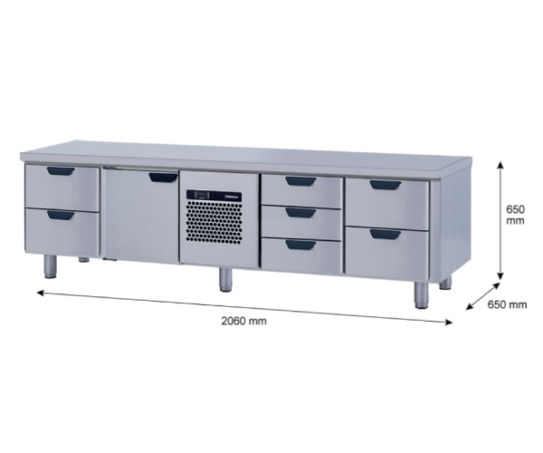 Porkka - Grillkylbänk GNL -  Kylaggregat, 4 Moduler - Mått: 2060 x 650 x 650mm - 36